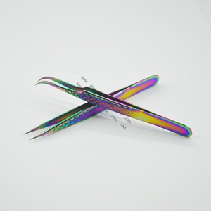 Pinzas de extensión de pestañas arcoíris personalizadas, pinzas de pestañas con agarre de diamante, pinzas de pestañas suaves personalizadas - Product Image 1