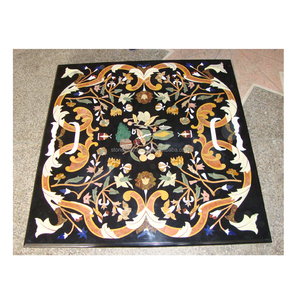 Mesa de Lujo con Incrustaciones de Mármol Negro Hecha a Mano, Forma Cuadrada, Exportación, Fabricación India, para Decoración del Hogar - Product Image 1