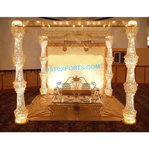 Mandap de mariage en cristal doré, nouveau design, Mandap de mariage royal en cristal doré, WASHINGTON - Product Image 1