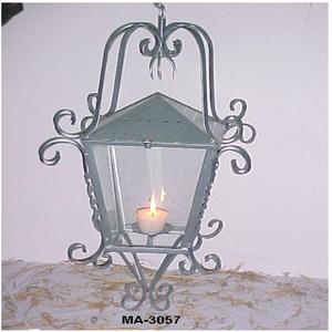 Lanterne à suspendre murale en métal et verre en fer noir - Product Image 1