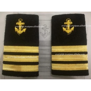 3 Epaulettes Metálicos Dorados con Trenzas y Rayas, Bordados a Mano, para Hombro, Tipo Slip-On - Product Image 1