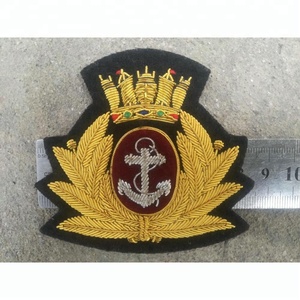 Style Vintage Ancre Brodé À La Main Bullion Fil Cap Badges Couronne Couronne Sécurité Épinglé À Coudre Mode Badges - Product Image 1