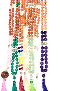 Rudraksha-collar con cuentas de piedra Natural, collar con nudo, 108 cuentas - Product Image 3