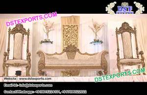Conjunto de muebles tallados de madera para sala de estar, Set de sofás tallados y modernos de estilo indio para recepción y boda - Product Image 3