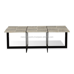 Mesa de centro con incrustaciones de hueso de diseñador de madera maciza con soporte de hierro para sala de estar, cocina y baño - Product Image 5