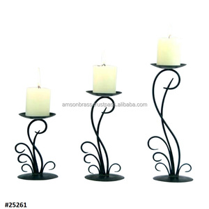 Set of 2 <b>Candle</b> <b>Holder</b> with Decorative <b>Black</b> Stand Wrought Iron <b>Candle</b> <b>Holder</b> Classic Design <b>Candle</b> Stand - Product Image 2