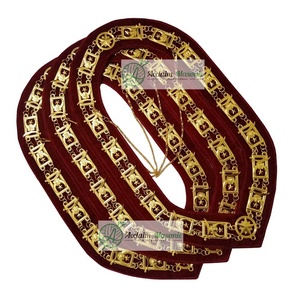 ฟรีเมสันโซ่ปลอกคอเครื่องราชกกุธภัณฑ์พร้อมเครื่องยิงอัญมณี/แผ่นรองกำมะหยี่สีแดง - Product Image 1