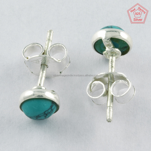 Unisex 925 <b>Turquoise</b> <b>Stud</b> <b>Earrings</b> Vintage Style Sterling Silver for Wedding Engagement Anniversary Party Gifts - Product Image 3