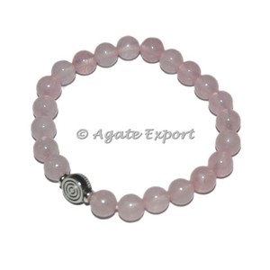 Gemstone Rose Quartz <b>Bracelets</b> with ChokoReiki <b>Charm</b> - Product Image 1