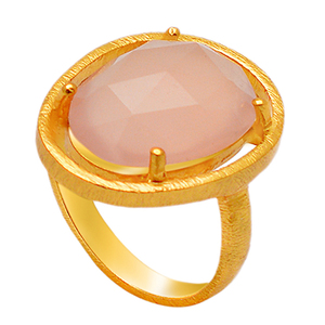 แหวนพลอยโรสควอตซ์แท้925แหวนเงินสเตอร์ลิงแหวนชุบทองทำด้วยมือเครื่องประดับที่ทันสมัยสำหรับเป็นของขวัญแต่งงาน - Product Image 2