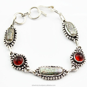 Roxi — Bracelet de pierres précieuses en argent Sterling 925, bijoux bohème solide, fait à la main, perles Viva naturelles, pour femmes - Product Image 1