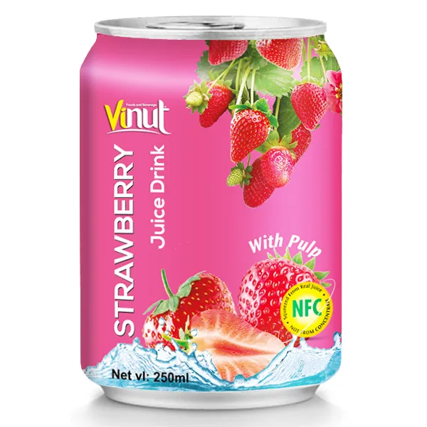 250ml VINUT Canned Strawberry Juice Fruit Juice Names Less Calories Improve Heart Health Manufacturers