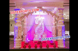 Mariage indien Royal Fiber Mandap Set Rajwada Rajasthani Thème Royal Fiber Wedding Mandap Wholesale Stage Mandap Set Decor UK - Product Image 4