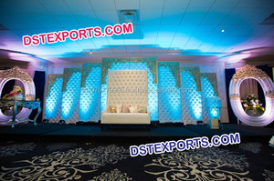 Muebles de Salón para Recepción de Bodas, Taburetes Acolchados de Madera con Cristales, Estilo Moderno, Boda India, Color Personalizado - Product Image 3