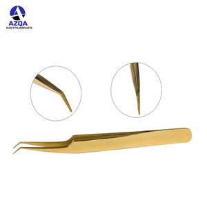 Pinzas Profesionales de Acero Inoxidable para Extensión de Pestañas, Punta Curva Resistente para Aplicación de Pestañas de Volumen Ligero - Product Image 4