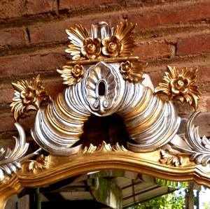 French Furniture Indonesia - Hand Carved Wood <b>Mirror</b> Antique Gold <b>Silver</b> Leaf French Furniture Style. - Product Image 2