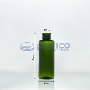 Botella de plástico PET en forma de cilindro, 100ml - 24mm-22g, color verde sólido - Product Image 2