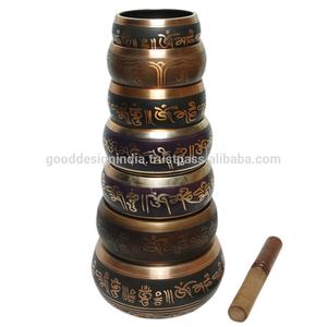 Bol de chant tibétain en métal, de bonne qualité, mélange Bronze, 1 pièce - Product Image 6