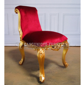 Chaise de salle à manger en or antique avec tissu rouge et cadre en bois massif à motif de miroir pour meubles de décoration intérieure de chambre à coucher - Product Image 1