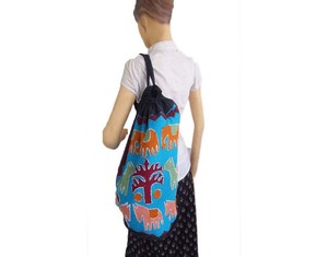 Unisex Cotton Duffel Bag with <b>Drawstring</b> Physiological Curve Back and Interior Slot Pocket <b>Backpack</b> Bag - Product Image 4