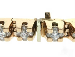 100% Diamantes naturales Canal Tensión Diamante Pulsera 14K Oro Rosa Tenis Diamantes Pulsera - Product Image 3