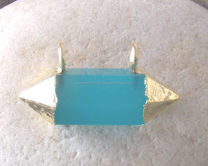 Colgante de lápiz galvanizado, Calcedonia azul, chapado en oro, 10x30mm, el mejor regalo para fiesta de cumpleaños y Festival Diwali - Product Image 3