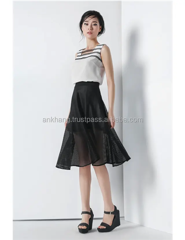 Top quality hot style skirt for girls long black skirt