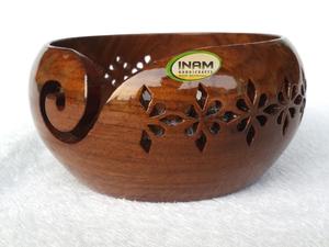 INAM HANDICRAFTS Best Quality Sheesham Wood Handmade <b>Wooden</b> Yarn Storage <b>Bowl</b> / Crochet Accessories - Product Image 5
