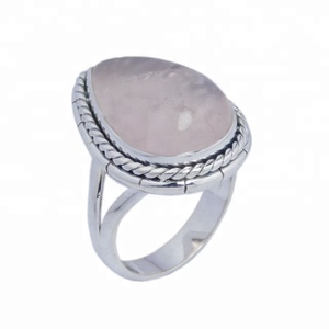 Gran oferta, anillo de piedras preciosas de cuarzo rosa Natural, hermosa joyería de plata a la moda, proveedor de anillos Eternity Vermeil - Product Image 1