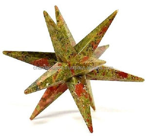 หินเมอร์คาบา ยูนาไคต์ รูปดาว 12 แฉก คริสตัลเมอร์คาบา หินธรรมชาติ หินบำบัดเรกิ ขายส่ง - Product Image 6