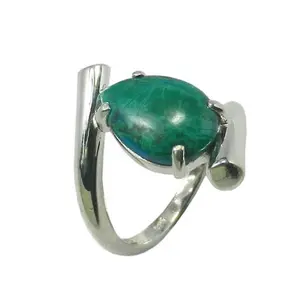 Modern Design 925 Sterling Silver Chrysocolla Stone Ring Handmade Fashion Silver Jewelry Supplier