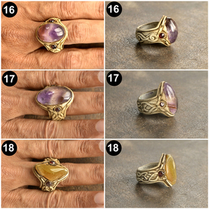Bague en argile polymère avec pierres précieuses |   Bague en pierre naturelle faite à la main, bijoux de mode, prix de gros, cadeau élégant pour unisexe, à porter au quotidien - Product Image 6