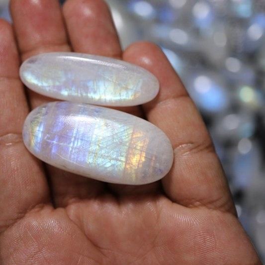 Rare Natural Top Quality White Rainbow Moonstone