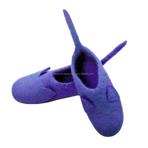 Harley Quinn Adult Teen Jester Shoes - Eco-friendly Comfortable Felt <b>Slippers</b> - Handmade Lightweight and Warm Natural Wool - Product Image 1