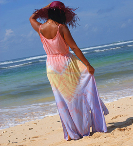 Vêtements pour femmes 2020, nouvelle Collection de vêtements Sexy, robe Maxi de plage à teinture en cravate Spaghetti - Product Image 2