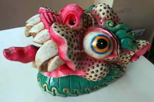 หน้ากากมังกรทำด้วยมือแขวนผนังตกแต่งด้วยไม้แกะสลักรูปแบบศิลปะบ้านทำด้วยมือทำด้วยมือทำด้วยมือของตกแต่งของขวัญจากเนปาล - Product Image 2