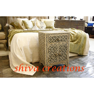 Modern Luxury Bone Inlay 1 Drawer 2 Door Nightstand <b>Bedside</b> <b>Cabinet</b> Table for Bedroom Home Furniture - Product Image 2