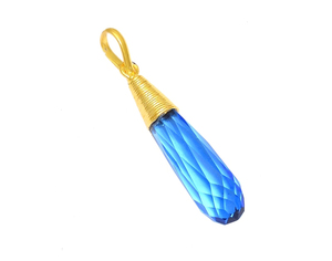 Aqua chalcedon GOLD Vermeil จี้925เงินสเตอร์ลิงเครื่องประดับลวดห่อ SPIKE Stone จำนวนเสน่ห์สำหรับการหมั้น - Product Image 4