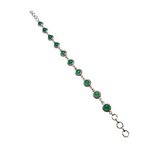 Handmade 925 Sterling Silver Green <b>Onyx</b> Gemstone <b>Bracelet</b> High Trending Vintage Style Rhodium Plated For Gift Fine Jewelry - Product Image 1