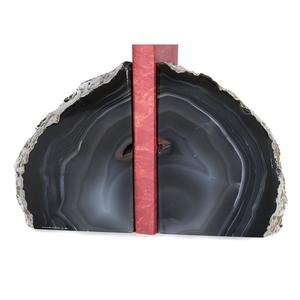 Serre-livres en cristal teinté d'agate noire naturelle Serre-livres en pierre élégante - Product Image 3