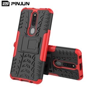 Hai lớp <span class=keywords><strong>2</strong></span> trong <span class=keywords><strong>1</strong></span> PC TPU lốp kết cấu Armor chống sốc lai điện thoại trường hợp đối với Oppo A6 F31 A5 A5X F11 Pro đứng Bìa - Product Image 4