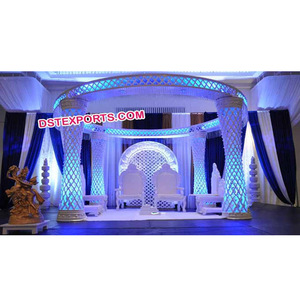 Mandap de Cristal para Bodas Indias, Nuevo Mandap de Fibra de Cristal para Bodas, Mandap Redondo de Cuatro Pilares de Cristal para Bodas ENGLAND - Product Image 1