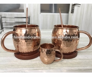 Artesanía de alta calidad Logotipo grabado personalizado Cobre martillado Moscow Mule Tazas Mejor Drinkware Hecho en India - Product Image 2