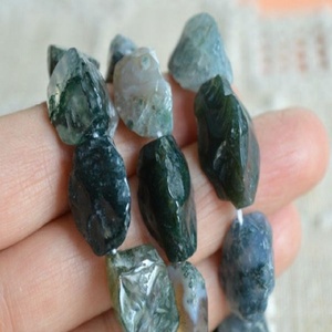 High Quality Moss Agate Nugget Faceted Drilled Faceted Gemstone Full Strand Natural Stone <b>Crystal</b> <b>Healing</b> <b>Necklace</b> Wholesaler - Product Image 4