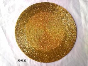 Glass Bead <b>Place</b> <b>Mats</b> in Golden Color and Round Shape Table Ware Tableware - Product Image 4