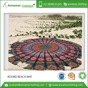 Multi Color Round Beach Mat Custom Cotton Mandala Tapestry - Product Image 6