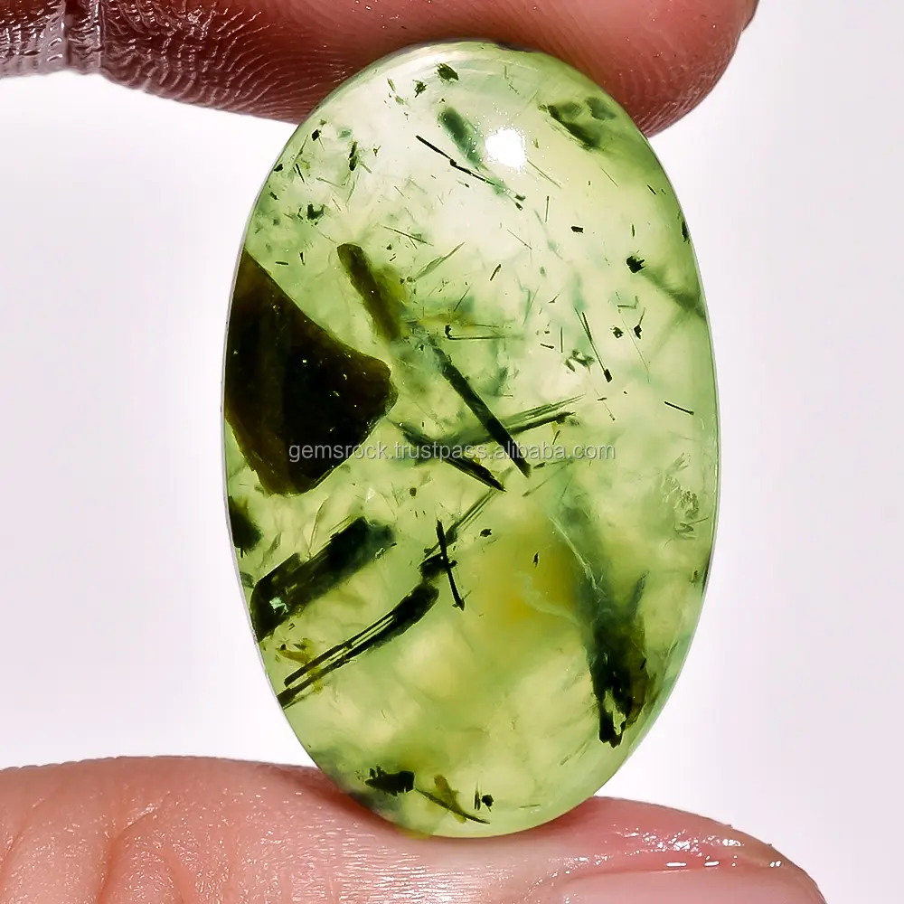 حجر كابوشون الطبيعي الأخضر المُعالج من Prehnite حجر كريم هندي عالي الجودة من المصنع للبيع بالجملة