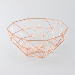 Corbeille à fruits élégante et moderne en acier inoxydable or rose en fil métallique pour la maison, la cuisine, la table à manger, les paniers de rangement pour la nourriture - Product Image 2