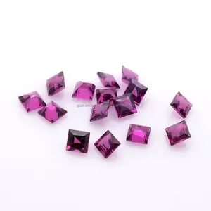 Doğal Rhodolite Garnet taş kare şekli Faceted kesim Rhodolite Garnet gevşek taş güzel takı yapımı için taş