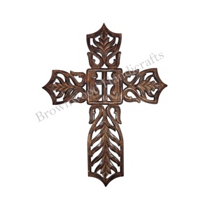 Top qualité religieux en bois artisanat croix chrétienne croix sculptée à la main belle conception croix en bois au prix de gros d'usine - Product Image 1